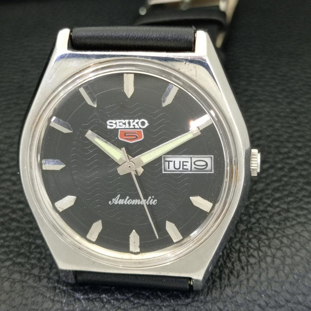 Seiko 5 AUTOMATIC VINTAGE 6309A JAPAN MENS BLACK COLOR DIAL WATCH A701232-5 R206a-a701232