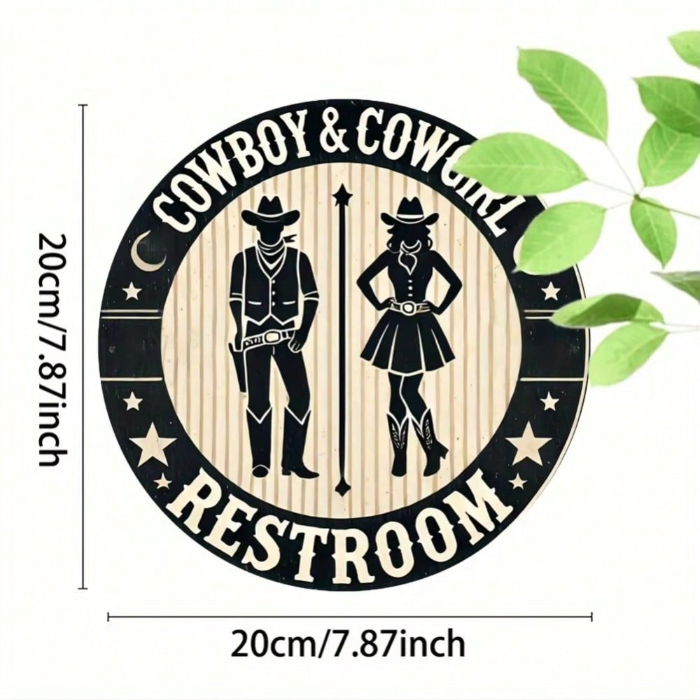 

Vintage Western Cowboy Restroom Metal Sign Black White Wall Decor Home Bar Cafe TYA25419-20X20CM різнокольоровий