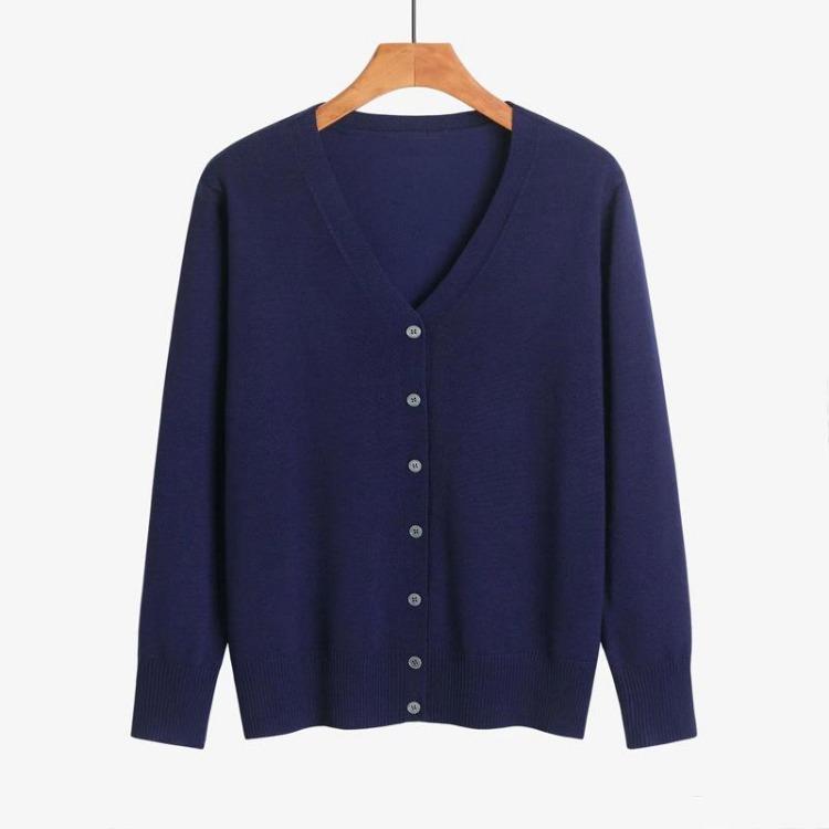 Sweater Women Long Sleeve Knitted Button Color Cardigan