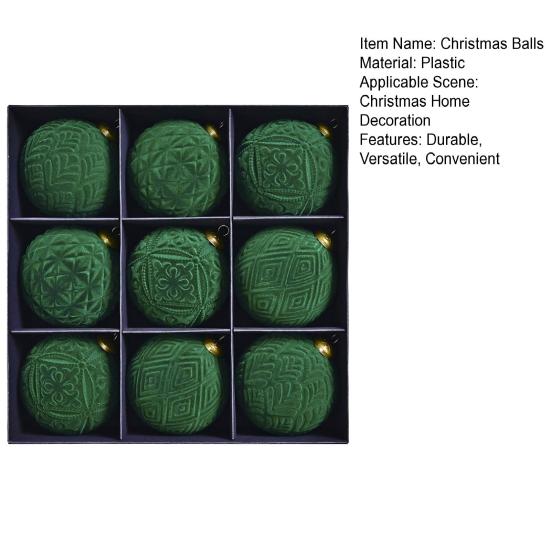 9Pcs Velvet Christmas Ball Ornaments Retro Shatterproof Baubles Elegant Winter Holiday Decorations for Home Indoor Outdoor Celebration