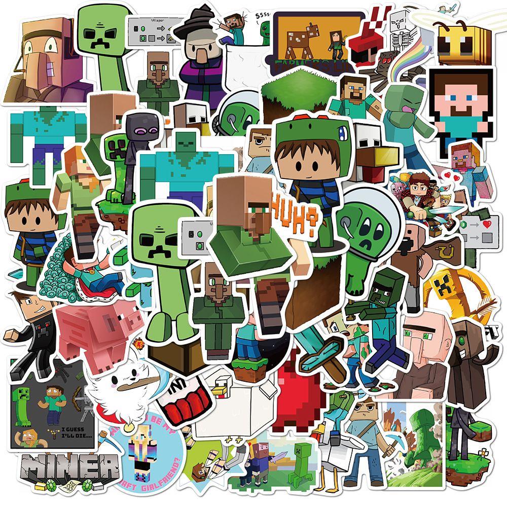 Game Minecraft 50pcs Stickers Pvc Waterproof Lapyop Bike Luggage Suitcase Decals