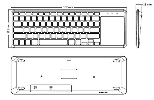 Perixx PERIBOARD-716 Wireless Keyboard with Touchpad, Scissor-Switch Keys, 2.4GHz, Multi-Touch, Tenkeyless, Black, English Layout [Official Warranty]
