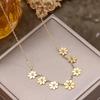 Women's Titanium Steel Sunflower Necklace: Elegant Gold, Niche Design, Non-Fade, Light Luxury Clavicle Chain with Small Daisy Accent.
