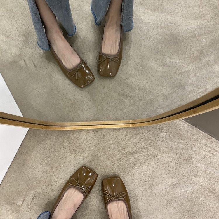 2025 New Spring and Autumn Season New Low-Heeled Shoes for Women, Gentle Fairy Low-Heeled Shoes with Floral Bow