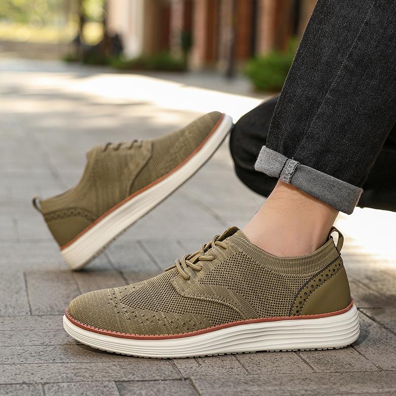 New Lightweight Lace-up Casual Men's Shoes Large Size 48 Breathable Fly-woven Loafers