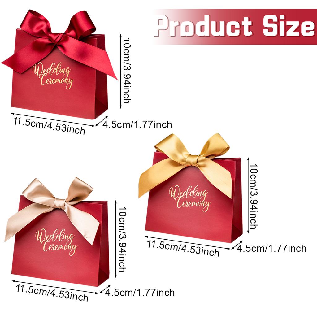 10Pcs Red Mini Sweet Boxes with Ribbons Wedding Candy Boxes Cookie Snack Wrapping Case for Engagement Christmas Party Favor