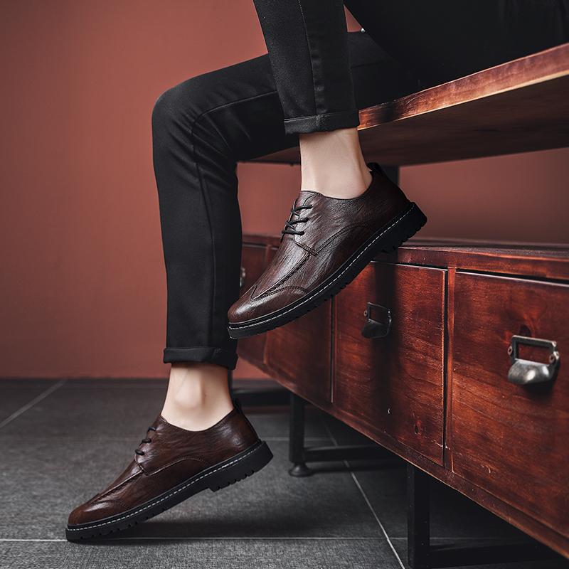 2025 New Fashion Men's Casual Leather Shoes Men's Business Formal Leather Shoes Retro Comfort Casual Men Shoes Zapatillas Hombre