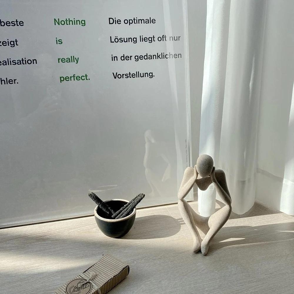 Abstract Thinker Statue Miniature Figure Modern European Art Style Home Office Decor Accessories Desktop Sculptures Ornaments