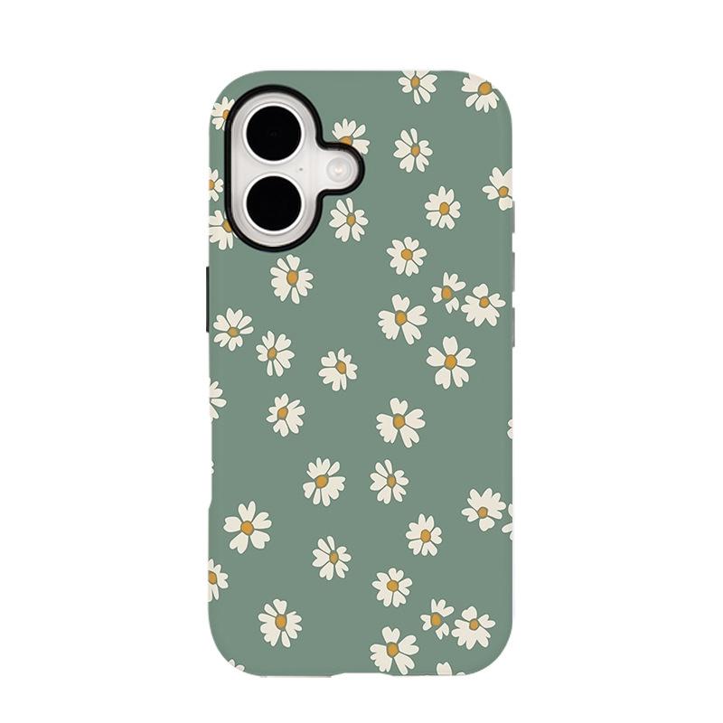 

Простой защитный чехол для телефона с магнитом и ромашками для Apple iPhone 16 Pro Max - 2-в-1, противоударный дизайн с пленкой. iPhone 13 Mini