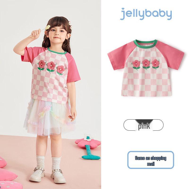JELLYBABY Girls' Floral Short Sleeve T-Shirt