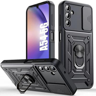 Case for Samsung Galaxy A54 5G - Ultra Resistant - Black - Rotating Stand - Sliding Cover
