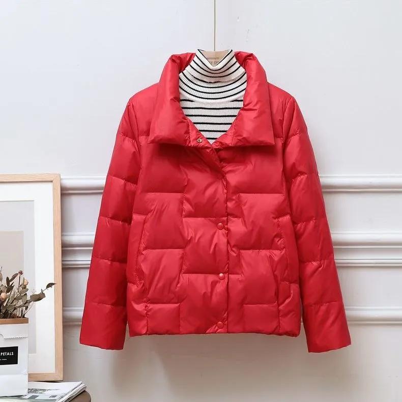 Autumn and Winter Lightweight Down Jacket Women's Casual Lapel Stand-up Collar Short Bread Jacket