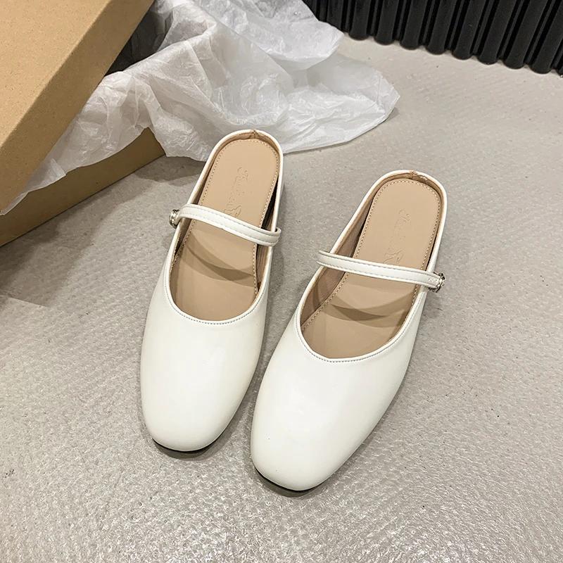 Fashion 2024 New Fashion Solid Color Autumn Women's Flat Shoes Fashionable Round Toe Women's Light Flat Soft Leather Mary Jane Shoes