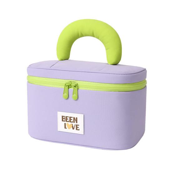 Open Flat Makeup Bag Travel Cosmetic Bag with Padded Handle Large Capacity Toiletry Bag with Brush Pouch for Business Trip Vacation