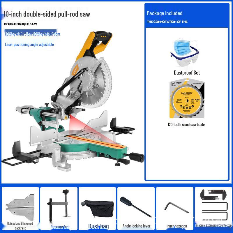 LUXTER 10" Sliding Compound Miter Saw for High-Power Wood and Aluminum Cutting