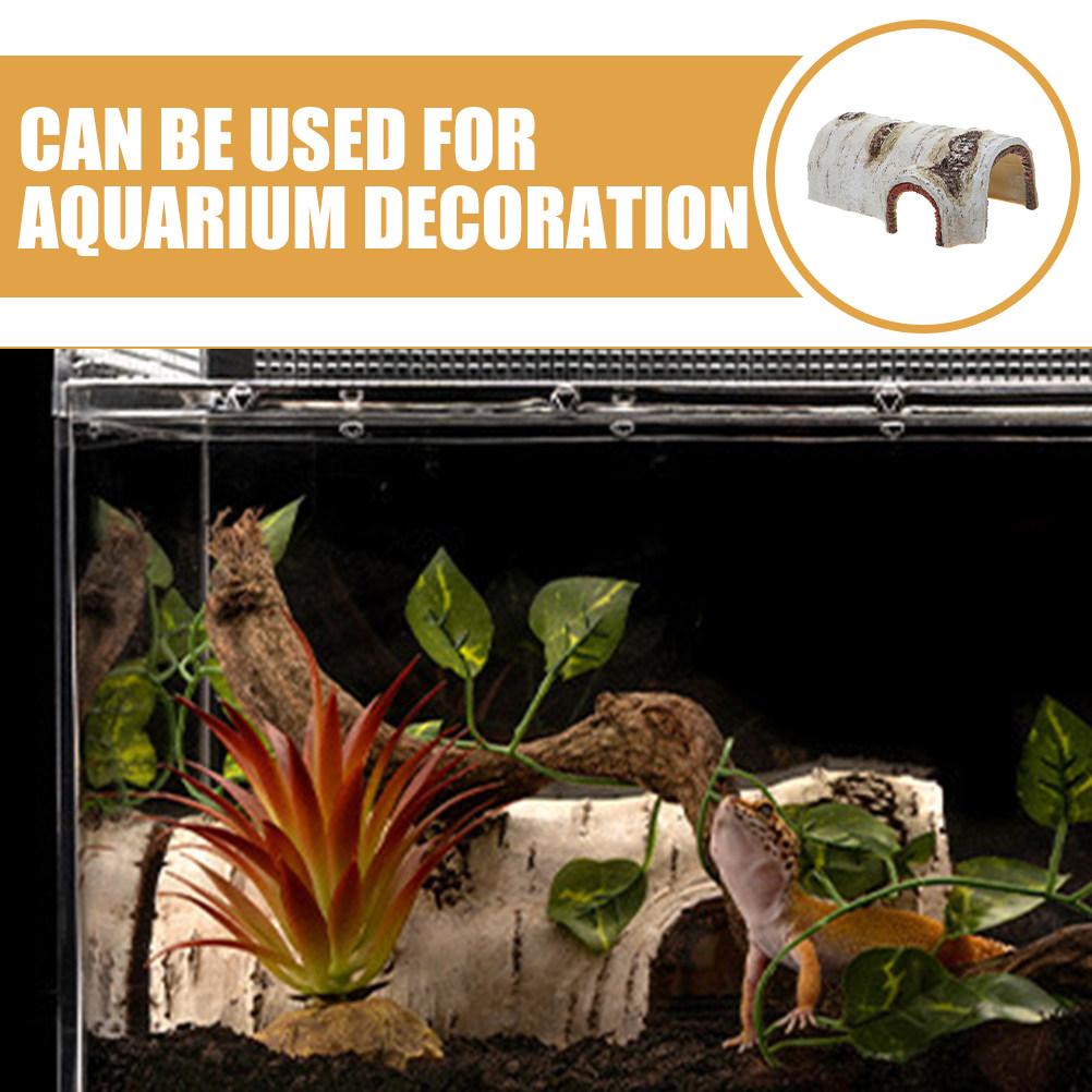 Resin Simulation Tree Trunk Aquarium Decor for Fish Tank Reptile Hideout Natural Landscape Stump Wear-Resistant Desktop Tank