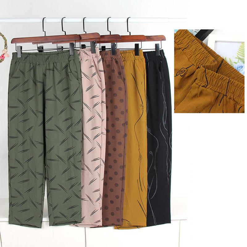 Letní lehké capri kalhoty pro maminky Všestranné a minimalistické kalhoty s vysokým pasem a rovnými nohavicemi pro ženy středního a staršího věku Volné kalhoty