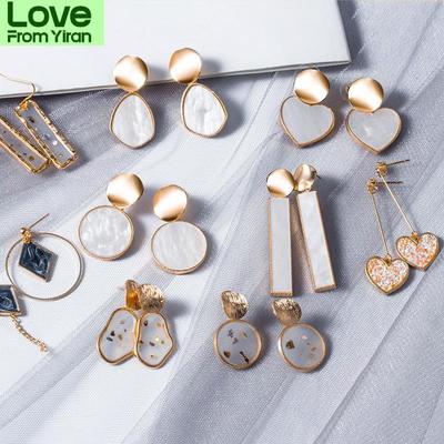 New Korean Statement Drop Earrings For Women Fashion Vintage Geometric Long Dangle Earrings  Kolczyki Female Jewelry