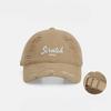 Style Distressed Letter Baseball Cap With Sun Protection For Casual Streetwear