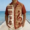 Music Lover's Short Sleeve Shirt with Piano Key & Note Print, Casual Summer Essential