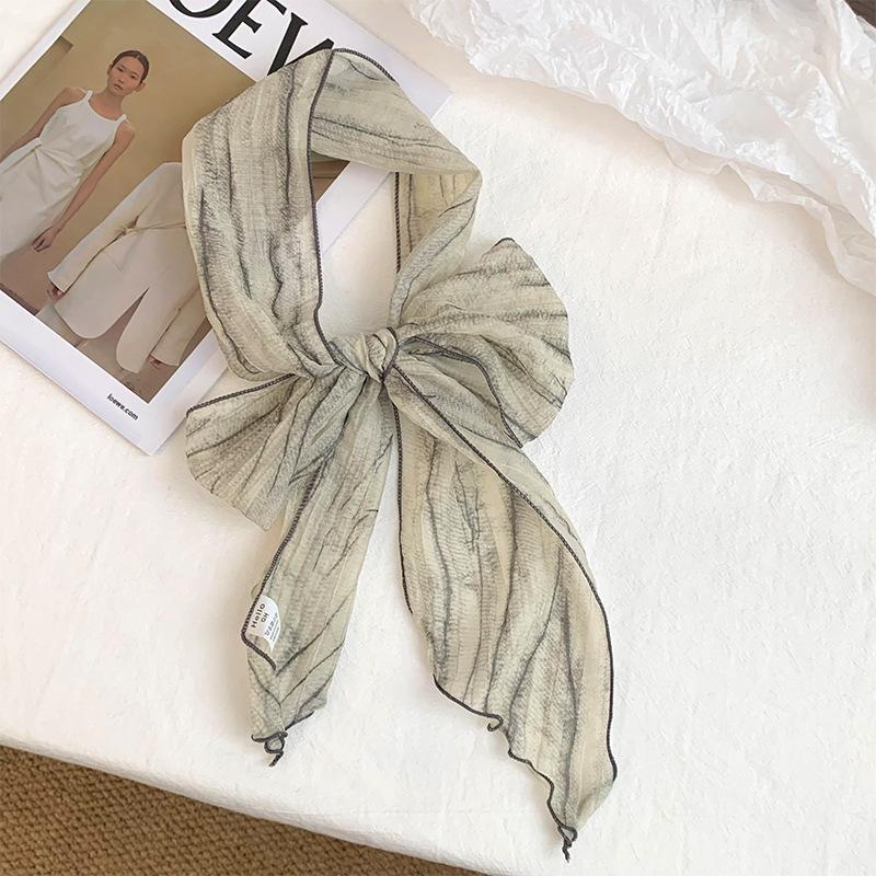 Silk Scarf High-end Sense Thin and Narrow Long Scarf Versatile Literary and Retro Scarf Thin Scarf Headscarf Headband Tied Hair Streamer