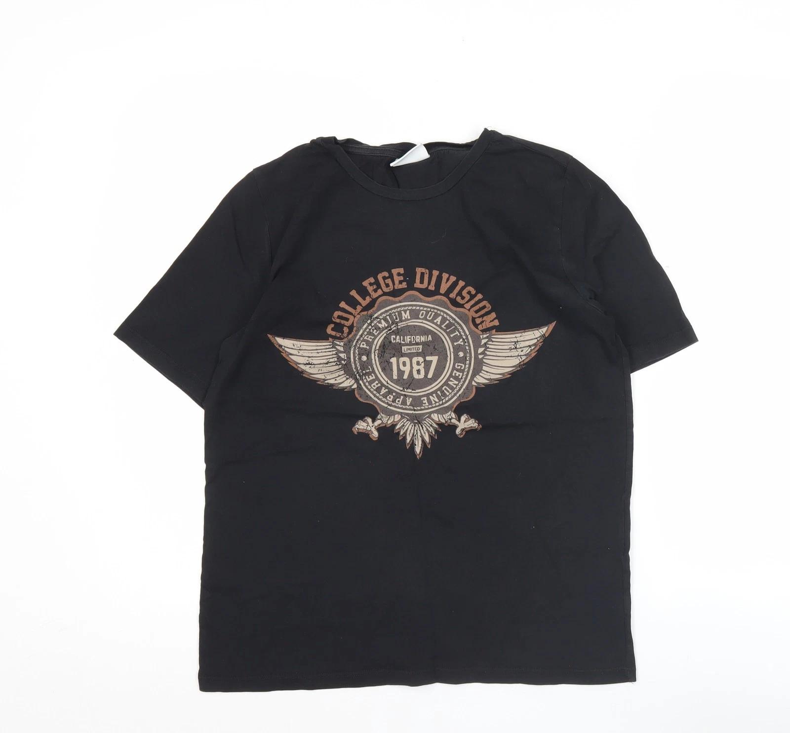 

Vila Men s Black College Division 1987 Graphic Cotton T-Shirt Size S S