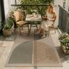 Warmer Nordischer Läufer Teppich Braun Beige Halbkreis Linienmuster Teppich Rutschfeste Fußmatte für Wohnzimmer Schlafzimmer