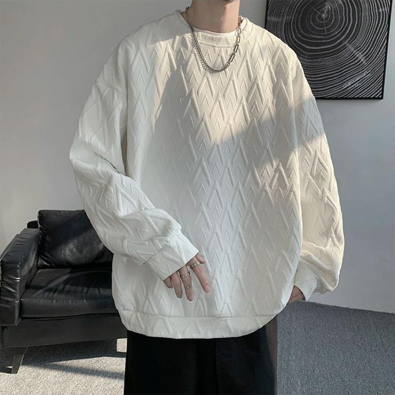 Vit Barock Tung Sweatshirt Herr Premium Vår och Höst Bas Tröja Oversize