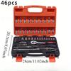 46pcs 1/4 Drive Impact Socket Set,Drive Master Socket Set, with Drive Head Ratchet,Universal Joint,Extension Bar ,CR-V Steel Mirror Chrome