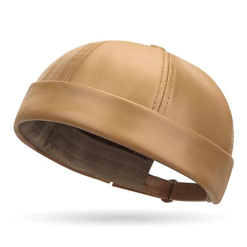 Northwood All Seasons PU Leather Tang Hat for Men Women Fashionable Retro Elegant Simple Melon Skin Faux Leather Landlord Hat