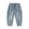 Children's Tooling Jeans Boys Autumn New Trend Big Pocket Pants Medium and Small Children's Trousers