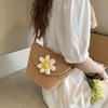 Spring and Summer Korean Cute Little Fragrant Wind Woven Small Flower Contrasting Color Women's Bucket Bag New Women's Shoulder Messenger Bag
