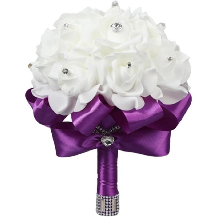 Hand Flower Toss Rose Wedding Pe Foam Simulation Bouquet Sparkling Rhinestone Jewelry Hand Flower Toss Bouquet Diamond