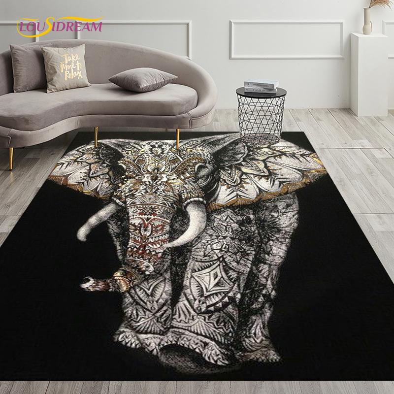 Covor de covor elefant drăguț cu bule de suflare de neon pentru sufragerie, decorare dormitor, preș bucătărie, baie, covoraș anti-alunecare