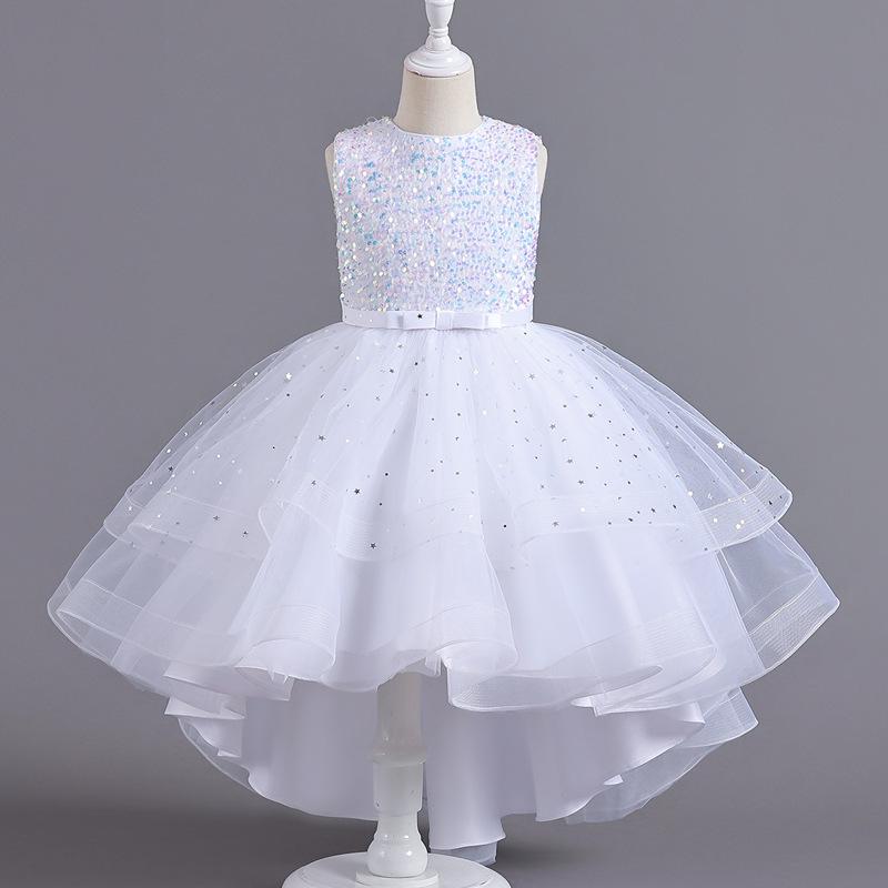 Children's Sequined Princess Dress - Girls' Puffy Tailed Skirt