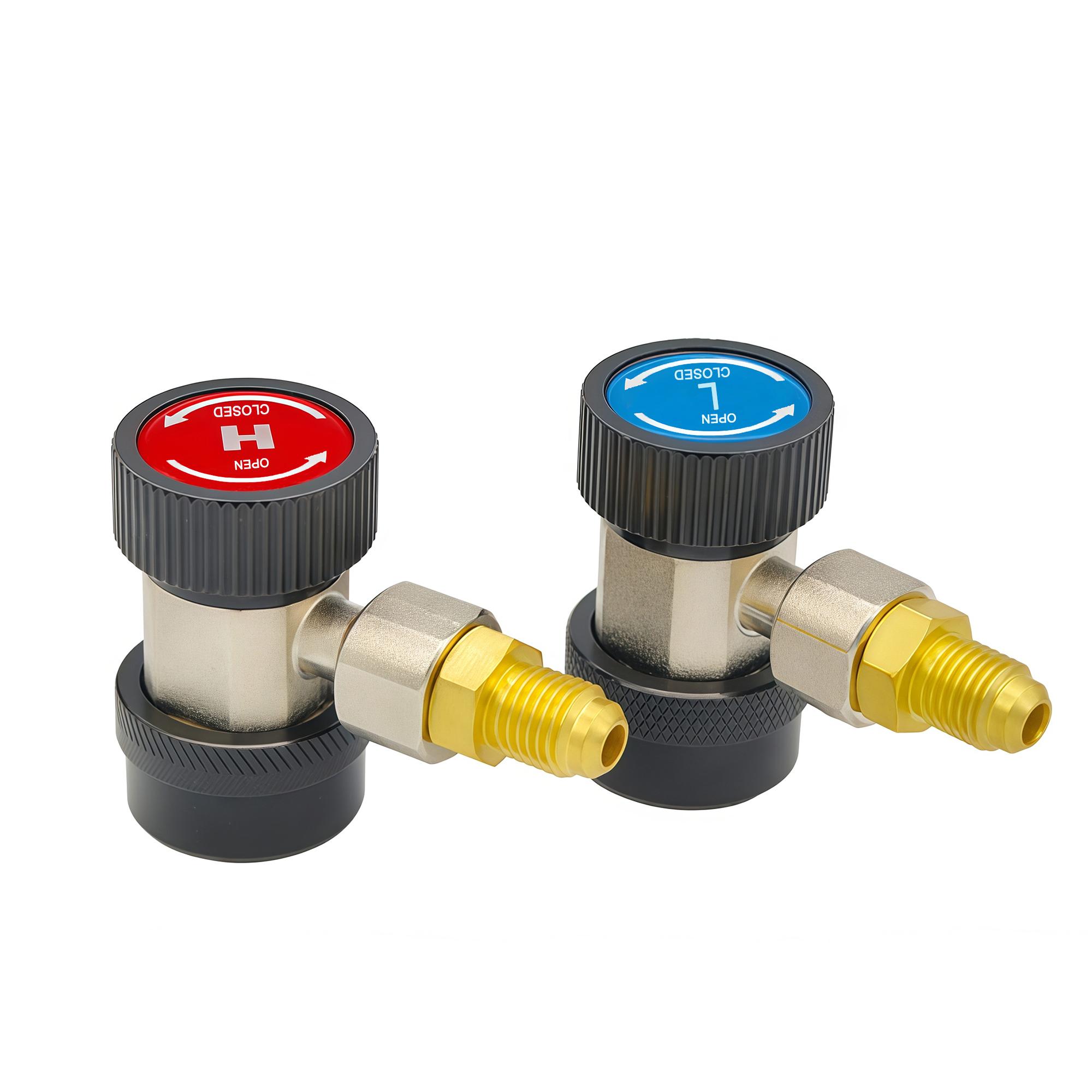 Adjustable R134A Adapter Fittings H/L Quick Coupler AC Car Air Conditioner Refrigeration Freon Manifold Gauge Hose Connector R134a Black