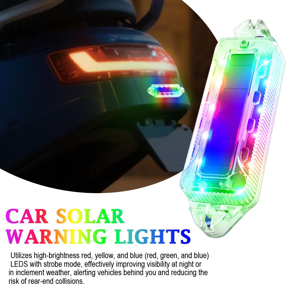 Car Solar Warning Flash Red Blue Flashing Light Night End Light Motorcycle Collision Light Running Waterproof Anti Rear Col J4J4
