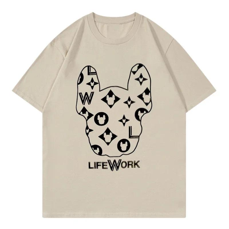 2025 New Hot Korea 2024 Summer New Trendy Brand Letter Logo Printing Round Neck Men's and Women's Same Casual Versatile T-shirt