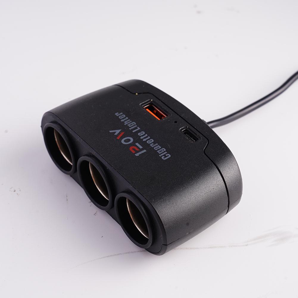 120W Dual USB Socket 3 In 1 Car Cigarette Lighter Splitter 12V 24V Fast Charger Plug Phone Power Adapter for iPhone GPS Dashcam