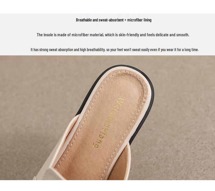 Weiwei Women's French-Style Closed-Toe Flat Mules - Retro Slip-On Slippers