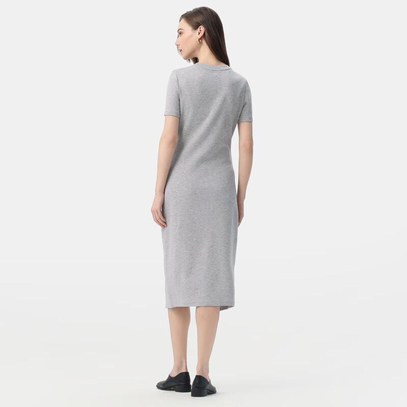 Gap Women's Embroidered Logo Tie-Waist Slit Short Sleeve Midi Dress