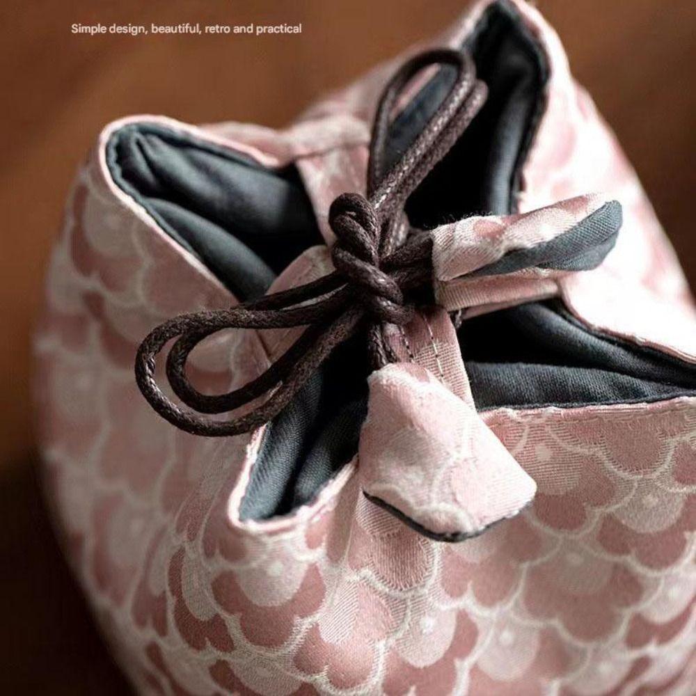 Chinese Style Tea Set Storage Bag Embroidered Multi-functional Teapot Cloth Pouch Portable Thickened Teacup Drawstring Bags