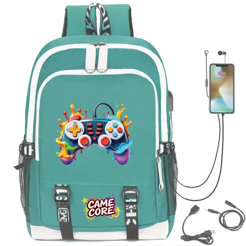 Digital Printing Gamepad Pattern Backpack Cartoon Elementary School Bag Large Capacity Usb Backpack