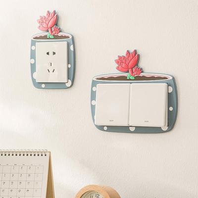Pegatina de interruptor con dibujos animados creativos de cactus, cubierta de interruptor, calcomanía de suculentas para accesorios del hogar, habitación, cocina, interruptores, funda protectora