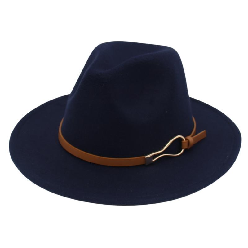 Foreign Trade Elegant Felt Hat Belt Buckle Top Hat Modified Face Jazz Hat British Dance Performance Woolen Hat Literature And Art