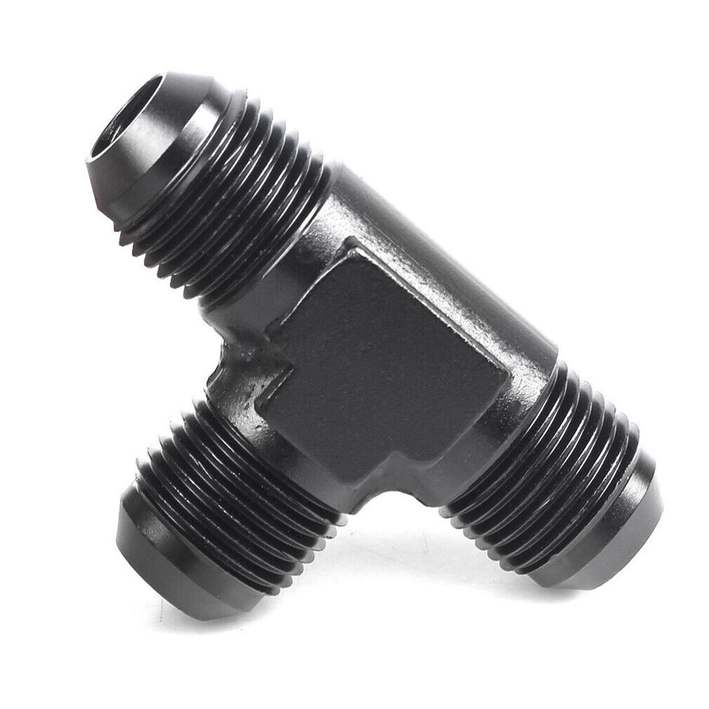 AN4 AN6 AN8 AN10 AN12 Male to 2x AN Male 3-Way Tee T-Piece Fitting Adapter Black