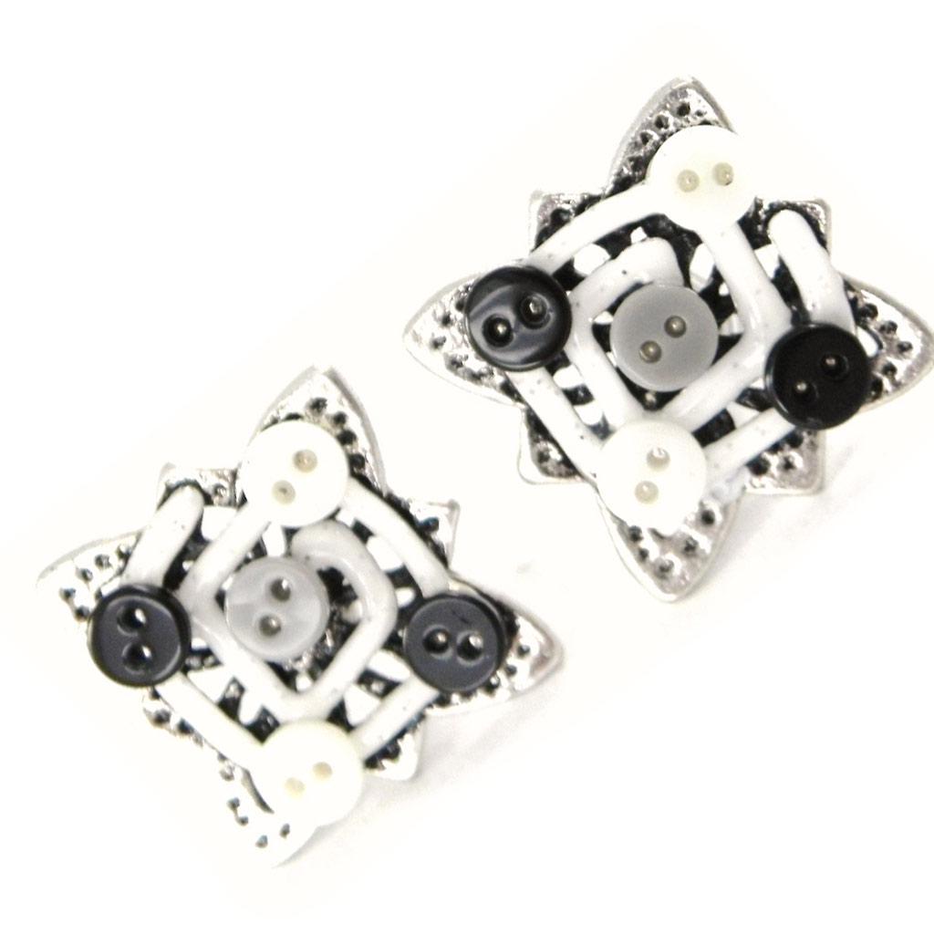 NOA [H8798] - Designer Earrings 'Babouchka' Black White