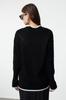 Women's Fashionable Stylish Sweater Black Wide Fit Color Blocked Knitwear Sweater