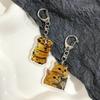 6Pcs Set Key Chains Pendant Cute Toast Cat Dog Shape Key Rings Stylish Jewelry