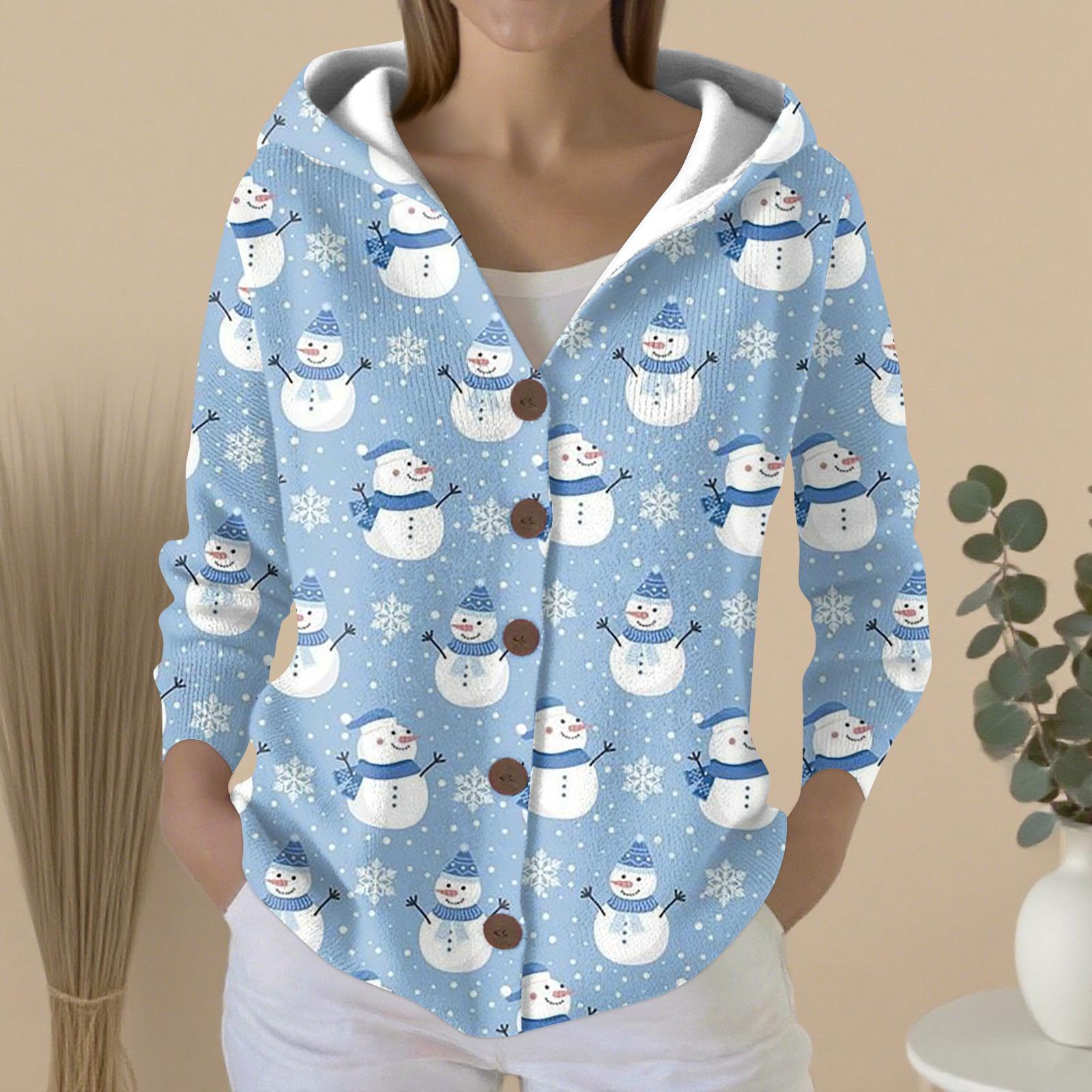 

Женский модный повседневный свитер на пуговицах с принтом, кардиган, куртка с капюшоном L